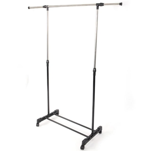 Adjustable Clothes Rack on Wheels Clothing Garment Rack with Shoe Shelf