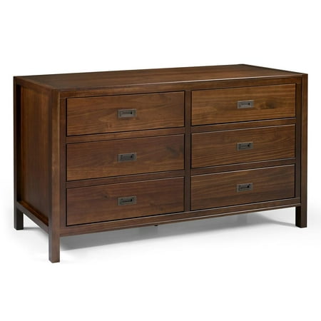 Walker Edison 57 Inch Classic Solid Wood 6-Drawer Dresser - Walnut