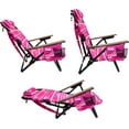 thumbnail image 6 of Backpack Beach Chair - 5 Positions and Lays Flat – Deluxe Wood Arm Rests – Cup Holder Storage Pouch on Side - Padded Pillow - Storage Bag on Back – Lightweight Rustproof Aluminum – 2 Pack Pink Stripes, 6 of 6