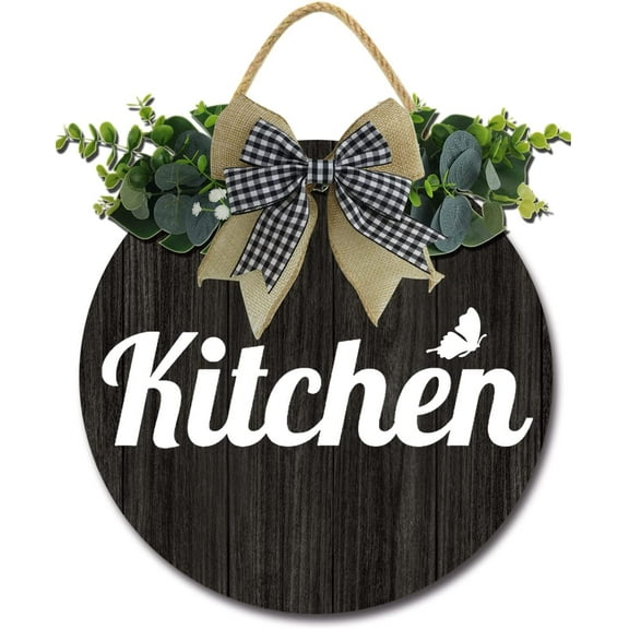 Eveokoki 12" Kitchen Decor Farmhouse Kitchen Wall Decor Wooden Round Rustic Kitchen Sign Hanging Wall Art for Home Decor Dining room Decration