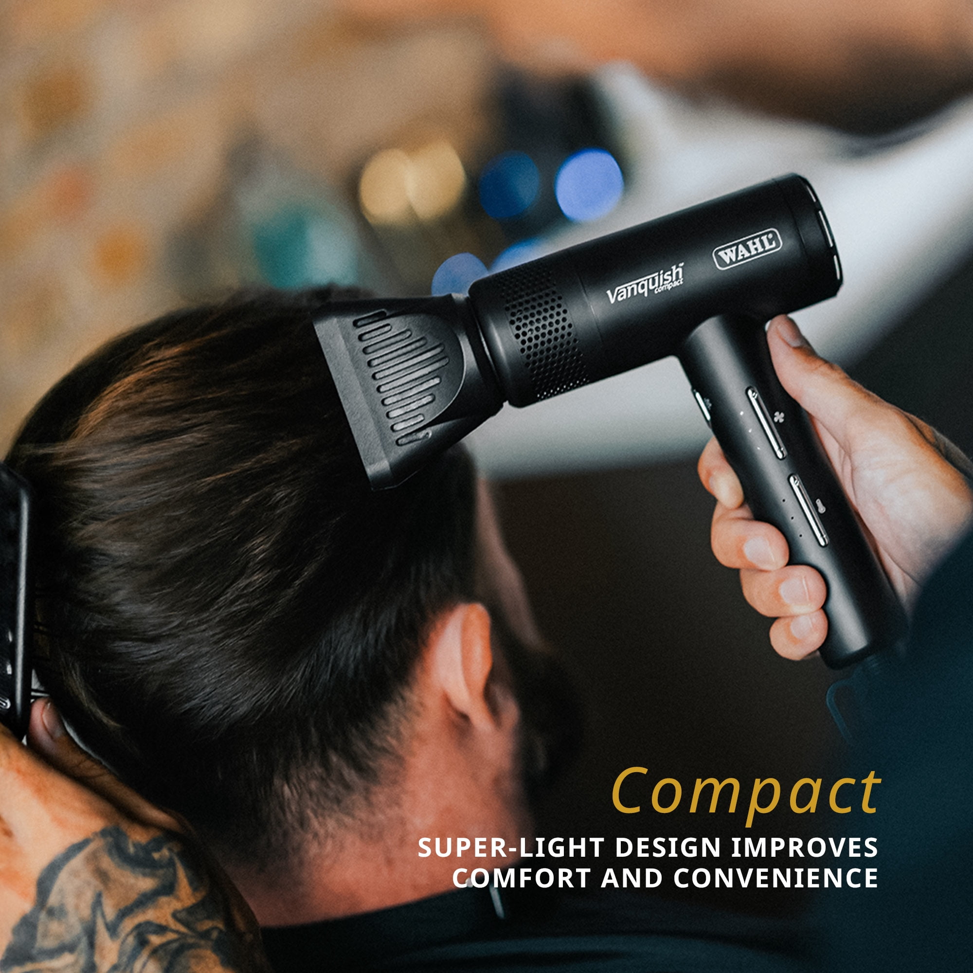 Wahl Professional Vanquish Compact Digital Motor Hair Dryer, 1600W Lightweight Professional Blow Dryer with Magnetic Attachments, Black