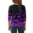 thumbnail image 3 of Abcomgle Girls Halloween Shirts 5t Spooky Bat Graphic T-Shirts for Girls Crewneck 3/4 Sleeve Shirts for Kids Fall Funny Holiday Top for Girls,11-12 Years, 3 of 5