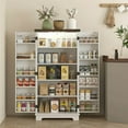 thumbnail image 2 of Demi Bonn 47" LED-Lit Kitchen Pantry Cabinet with Sliding Doors, Adjustable Shelves for Modern Kitchens, White, 2 of 11