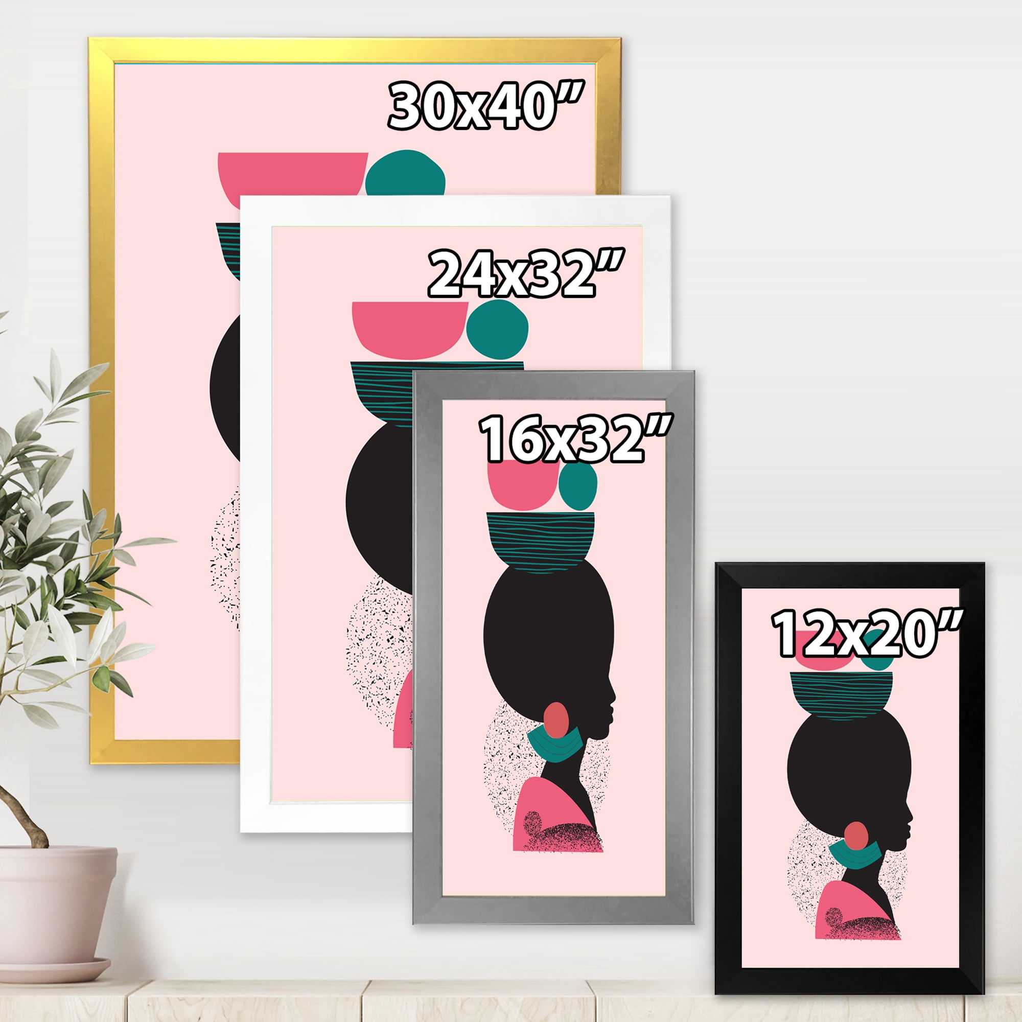 Designart 'Ethnic Geometric Silhouette of African American II' Modern Framed Art Print
