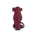 thumbnail image 2 of BLISSFUL STEP Woman's Sandals Block Heels Ankle Strap Open Toe Sandals Burgundy 7, 2 of 6