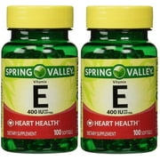 Spring Valley Vitamin E 400 IU, 100 Softgels (Pack of 2)