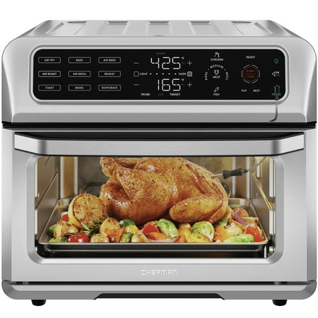 

Chefman Air Fryer Toaster Oven Combo w/ Probe Thermometer Stainless Steel 10 Inch 20 Qt