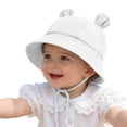 thumbnail image 2 of KPOPLK Baby Girl Wide Brim Bucket Hats with UPF 50+ Outdoor Adjustable Beach Hat with Sun Hat(3-12 Months,White), 2 of 7