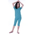 thumbnail image 2 of Moomaya Nightwear Set Heart Embroidered Capri T-shirt 2 Pcs Set Sleepwear, 2 of 6