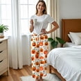 thumbnail image 5 of Halloween Fleece Pajama Pants Women Funny Pumpkin Print Flannel Pajama Pants Elastic Waist Pants Casual Lounge Bottoms, 5 of 6