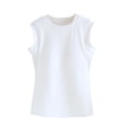 thumbnail image 2 of Aobny Build-in-Bra Sleep Shirts for Women Cotton Tops Only Pajama Shirts Sleeveless Crew Neck Sexy Sleepwear for Women,White,M, 2 of 5