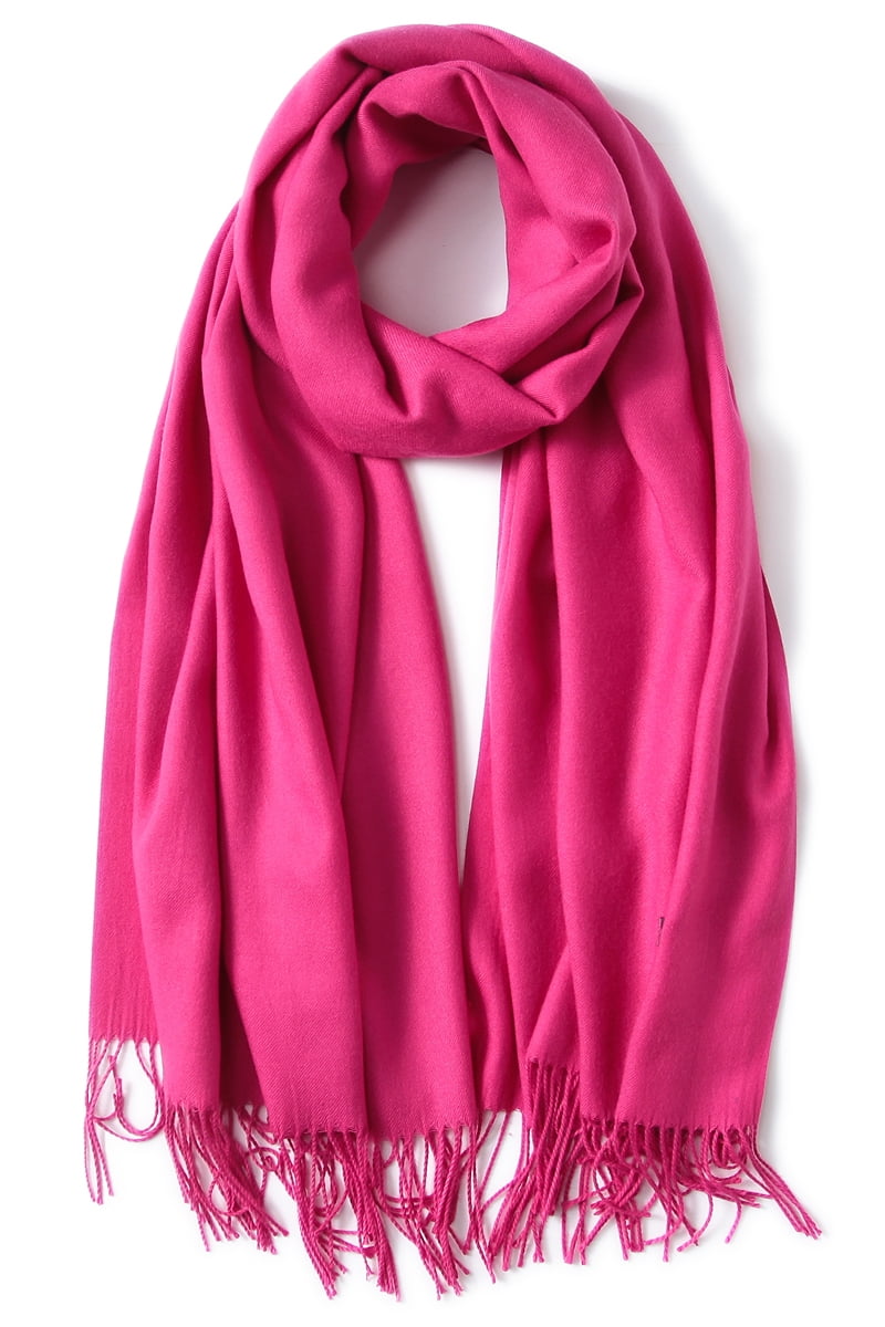 79- inch long. large 27,5 -inch wide Fuchsia Wool Pashmina Unisex Scarf Solid Thick Warm Winter Shawl