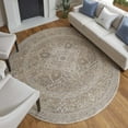 thumbnail image 2 of Feizy Celene Traditional Medallion, Brown/Ivory/Tan, 7'9" x 7'9" Round Rug Sheen Vintage Bordered Floor Rug for Living room Bedroom, 2 of 8