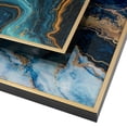 thumbnail image 3 of Set of 2 Rectangular Decorative Trays Tall Rims Faux Marble Blue Gold, 3 of 5