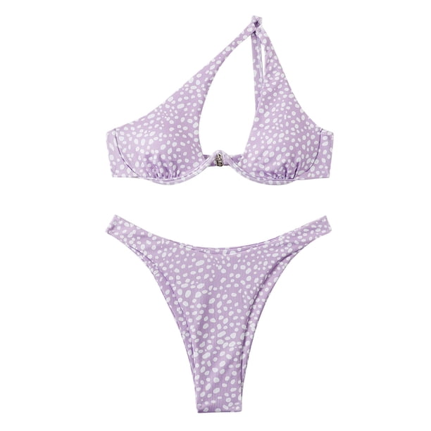 Traje de baño de 2 piezas para mujer, trajes de baño para mujer, bikini estampado con tirantes divididos y soporte de acero, conjunto de traje de baño de dos piezas para mujer, traje de baño de nailon