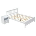 thumbnail image 4 of Full Size Platform Bed with 1 One-Drawer Nightstand, Solid Wood Platform Bed Frame with Headboard and Footboard, Set of 2 Bedroom Furniture Set for Boys Girls Adults, No Box Spring Needed, White, 4 of 7