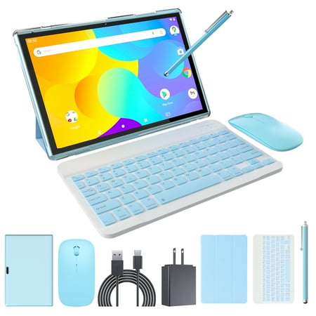 Tablet 2 in 1 Tablet with Keyboard Including Case Mouse Stylus, 10 inch Tablet Android Tablets PC, 10.1 " HD Tab 6000mah Battery 32GB+512GB Expandable Tableta Computer