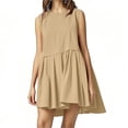 thumbnail image 2 of WRKEKC Robes d'Été Décontractées pour Femmes, Robes d'Été Grande Taille, Robe Ronde Décontractée pour Femmes Ample Unie à Empiècements Plissée Sans Manches, 2 of 5
