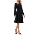 thumbnail image 4 of Vestido A-Line Elegante para Mujeres INSPIRE CHIC con Escote Asimétrico, Ideal para el Trabajo, Vestidos con Falda Acampanada 2XL Negro, 4 of 5