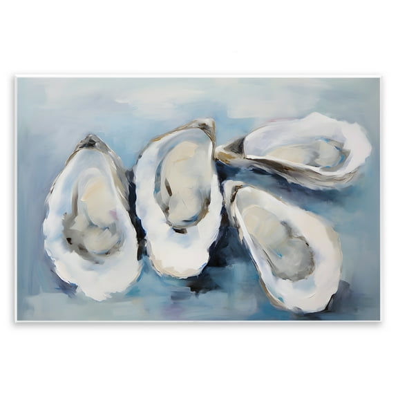 Stupell Industries Four Oysters Impression Nautical & Beach Painting Unframed Art Print Wall Art, 15 x 10