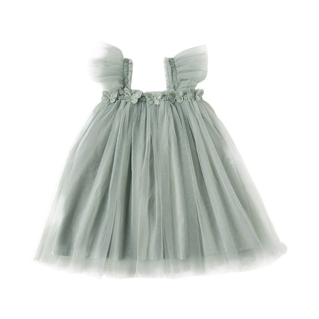 SXcggal One Robe de Fête pour Filles Tout-Petits Manches Volantes Robe de Fête Dansante Vêtements Doux Mignons Décontractés Robe pour Enfants