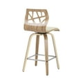 thumbnail image 4 of Folia Mid-Century Modern Counter Stool In Zebra Wood And Cream Faux Leather - Set Of 2, 4 of 7