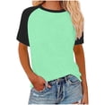 thumbnail image 1 of Timegard Hauts Grande Taille pour Femmes Col Rond Épaules Tombantes Bloc de Couleur Décontracté Confortable T-Shirts à Manches Courtes, 1 of 5