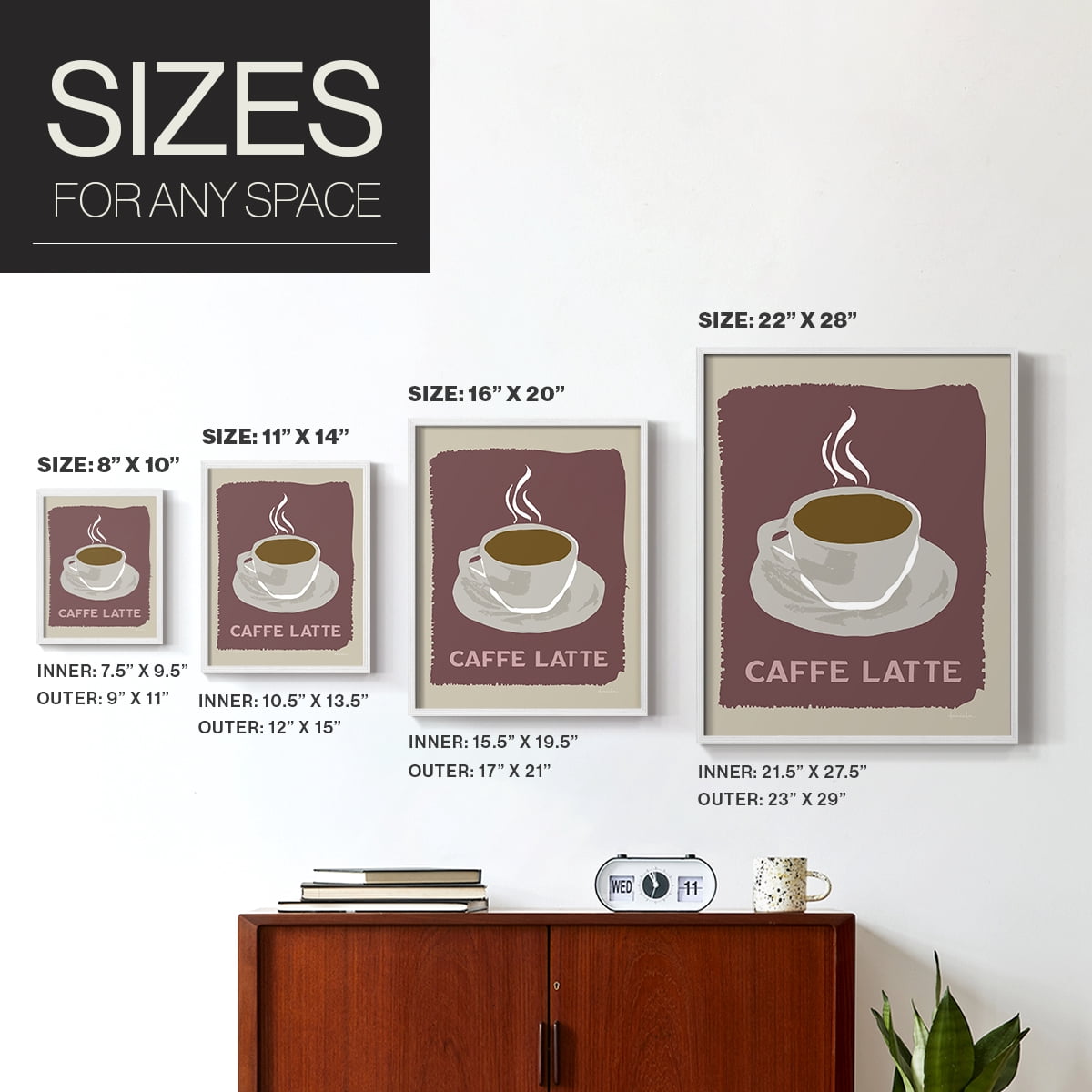 Modern Coffee III in White Solid Wood 8 x 10 Framed Print
