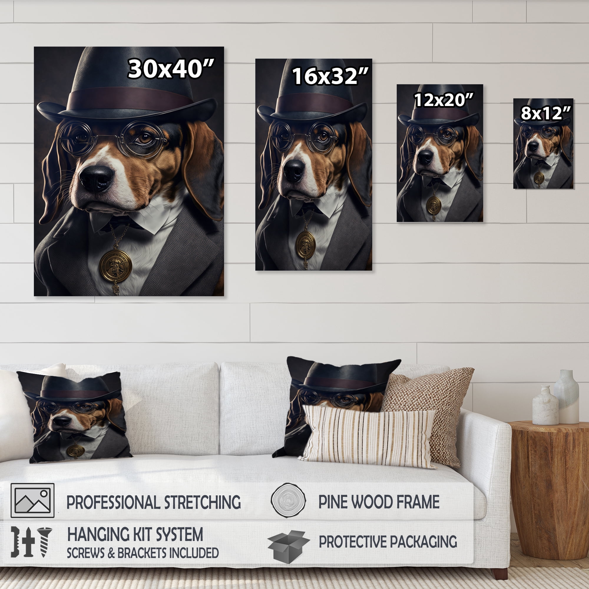 Designart Mafia Beagle III Canvas Wall Art