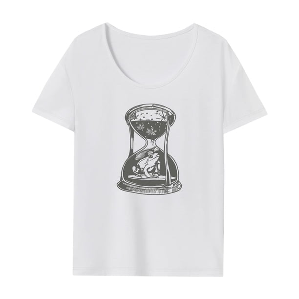 Camiseta de manga corta con cuello redondo para mujer, suave, transpirable, a la moda, camisetas de verano S