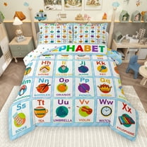 Manfei Colorful Alphabet Bedding Comforter Set,Kids Learning Twin Comforter Sets,Multicolor 26 Letters Bedding Set For Girls Kids,Breathable Home Decor Reversible,2pcs