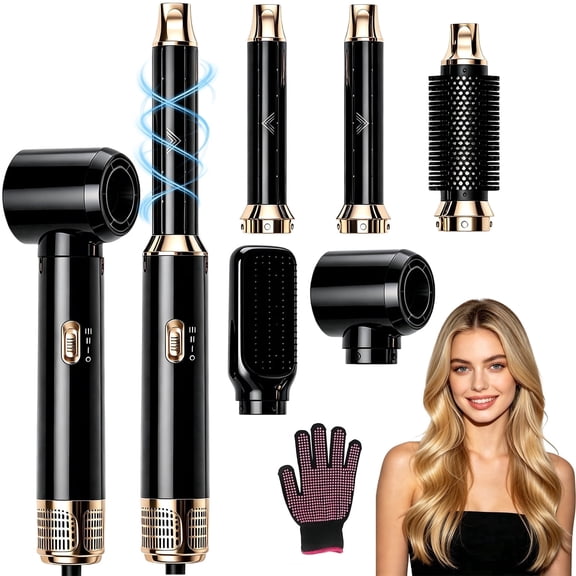 5 in 1 Hair Dryer Brush, Blow Dryer Brush & Hot Air Brush Styler with Auto Wrap Curlers, Negative Ionic Hair Styler for Fast Drying, Volumizing, Smoothing & Curling