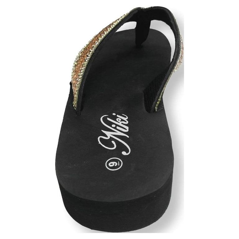 Girls Flip Flop Sandals Black With Rhinestones Extremely Me Size