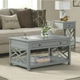 thumbnail image 5 of Alaterre Furniture Coventry Classic 36" Wood Coffee Table with Drawer and Open Shelf, Traditional Modern Décor for Storage and Display in Living Room, Gray, 5 of 13