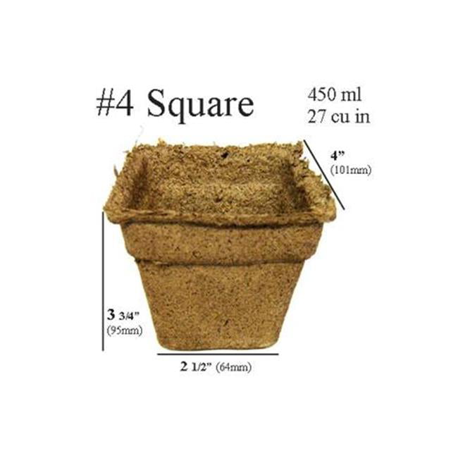 Biodegradable CowPots 4" Inch Sq TALL/DEEP planting pots Loose 54 pots/Case 