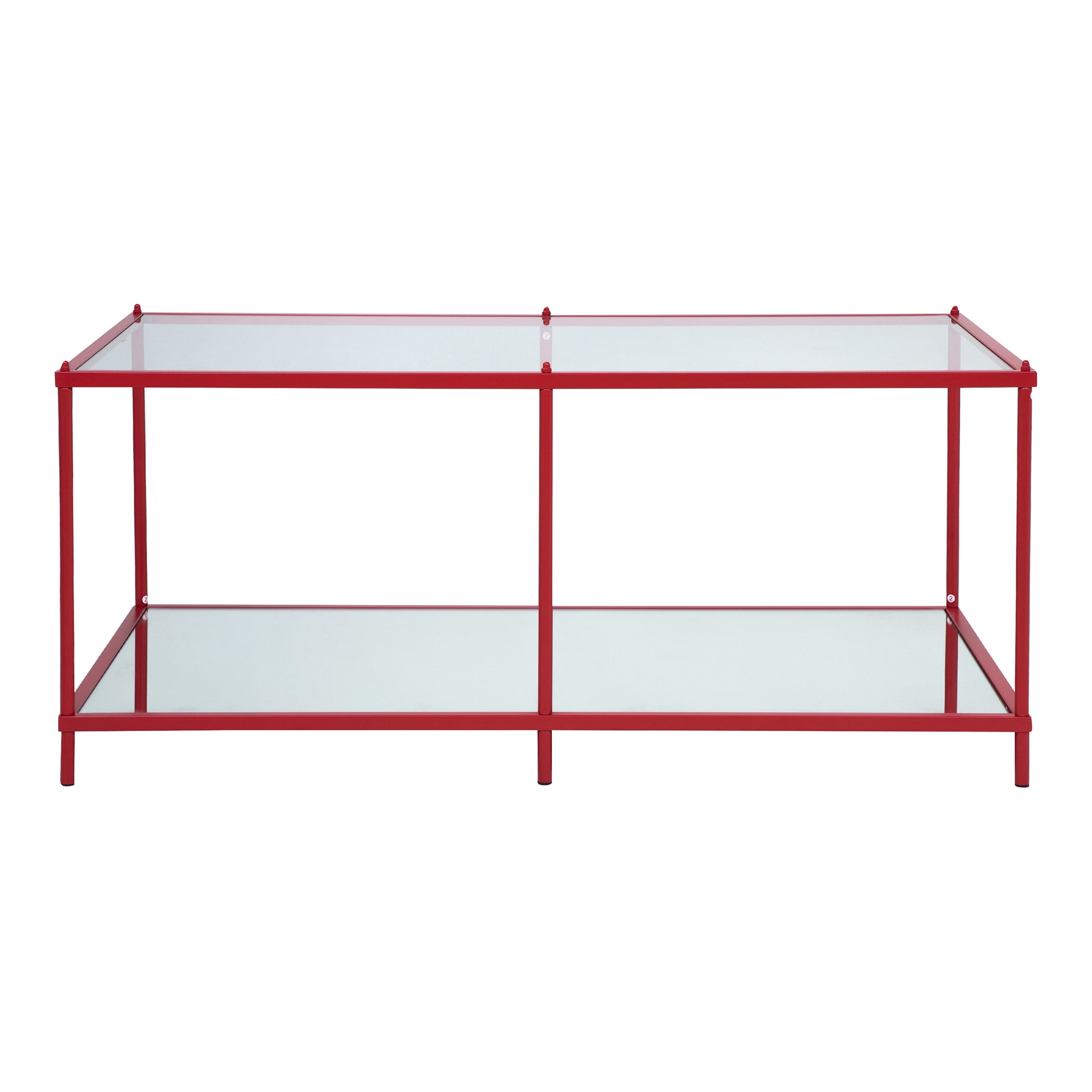 Furniture of America Tenne Glass Top Coffee Table, Red