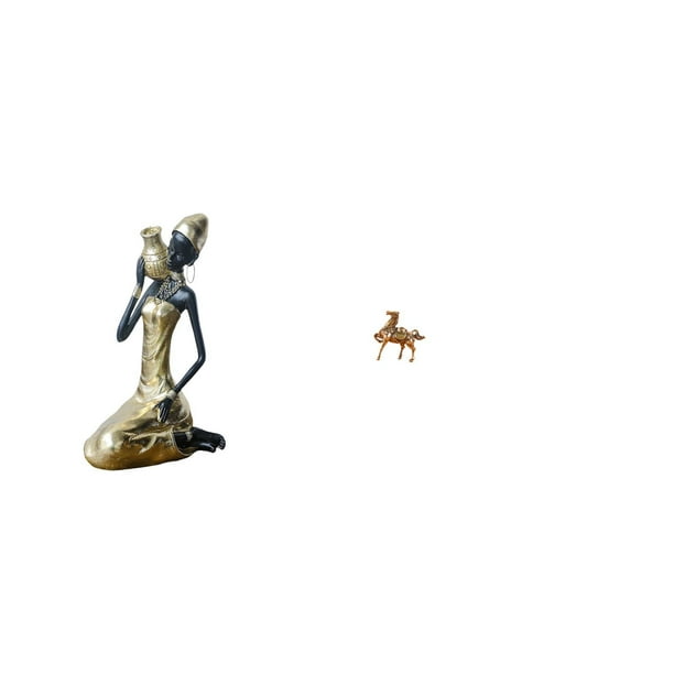 Estatua de dama,Estatua de mujer tribal africana hecha a mano,artesanías de cafetería,Figura de caballo,Adorno de caballo,escultura animal,decoración de escritorio,Figuras de caballos