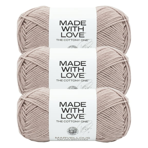 Lion Brand Yarn Tom Daley - The Cottony One Marvellous Mushroom Medium Cotton, Acrylic Yarn 3 Pack