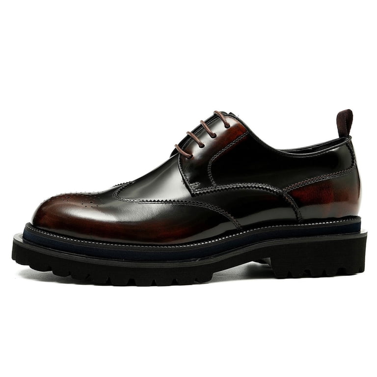 men's dress shoes black with brown sole Santimon for Men Lace-up Thick Derby Shoes Classic Formal Business Brogue Oxford Shoes US 12 Monk strap