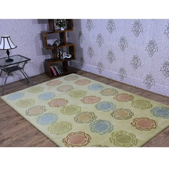 Rugsotic Carpets Hand Tufted Wool Eco-Friendly Area Rugs - 5'x7'6'', Rectangle, Multicolor, Modern Contemporary Design, High Pile Handmade Anti Skid Rugs for Living Room, Bed Room (K03123)
