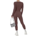 thumbnail image 6 of Women Yoga Jumpsuits Workout Ribbed Long Sleeve Sport Jumpsuits, 6 of 7