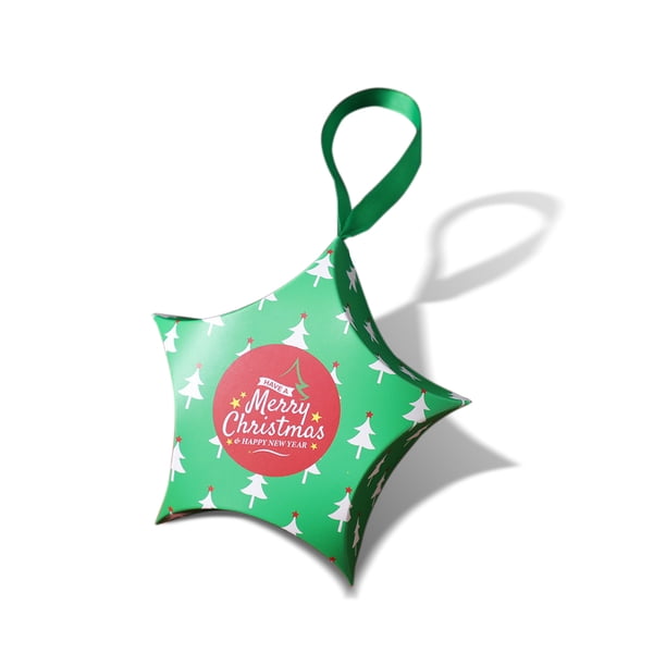Advancent 20 piezas Cajas de regalo de Navidad Caja de dulces de Papá Noel Forma de estrella Cajas de Feliz Navidad Bolsas para el hogar Año nuevo Kits de decoración para fiestas No.05 Advancent HA008455-05