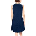 thumbnail image 3 of Vestido Mujer Correa Sin Mangas Vestido Cuello Redondo Color Sólido Bolsillo Ropa, Azul Marino, 5XL Eigraketly AP002063-40, 3 of 5
