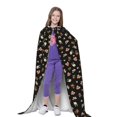 thumbnail image 4 of Honeii Flower Pattern On Black Print Poncho Cape, Cloak Coat, Snuggly Hooded Wearable Blanket, Hooded Cape For Teenagers,Halloween Costumes-Large, 4 of 7