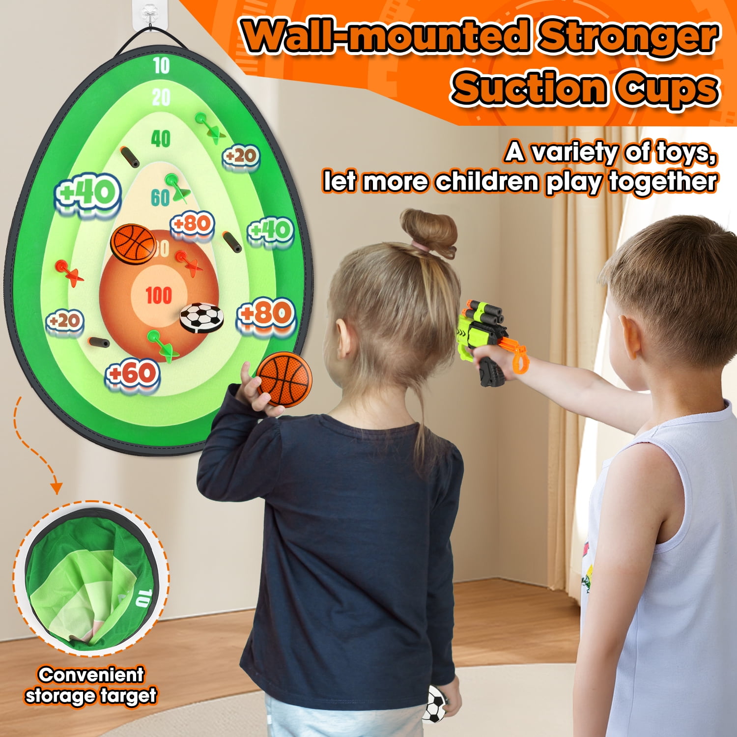 Carsky 5-in-1 Kids Bow and Arrow Set, LED Light-Up Bow, Avocado Target, Foam Dart Launcher & Sticky Arrows, Archery Toy Gift for Boys Girls Ages 4-12, Outdoor Indoor Shooting Playset