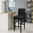 thumbnail image 2 of Stretch Bar Stool Covers, Pub Counter Height Side Chair Covers with Square Lattice Black 1Pcs, 2 of 8