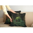 thumbnail image 2 of Ambesonne Green Throw Pillow Cover 2 Pack, Surreal Forest House, 20", Hunter Green Army Green, 2 of 7