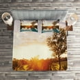 thumbnail image 2 of Ambesonne Hawaii Quilted Coverlet 3 Pcs, Swimming Pool Sunset, King Size, Orange Teal, 2 of 2