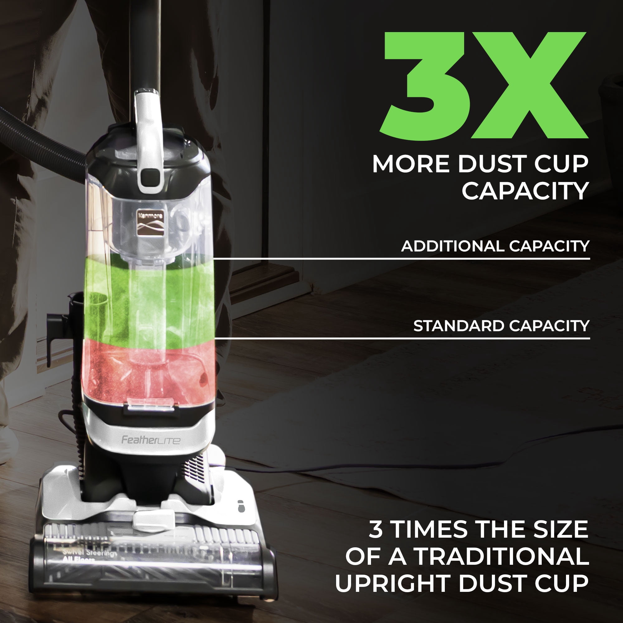 Kenmore Featherlite™ Max Bagless Upright Vacuum, Pet Friendly, Hair Eliminator, 3X Dust Capacity, Lightweight, Model DU1265, White