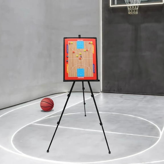 Basketball Tactical Board,Portable Tactical Display Board, Triangle Bracket Stand Coaching Board,23.6*17.7 Display Board